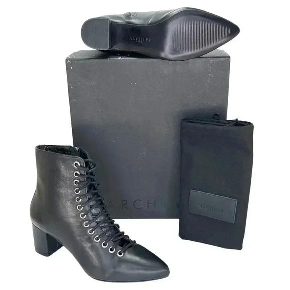 Archive Jane Black Leather Womens Booties Size 6.5N - Picture 9 of 9